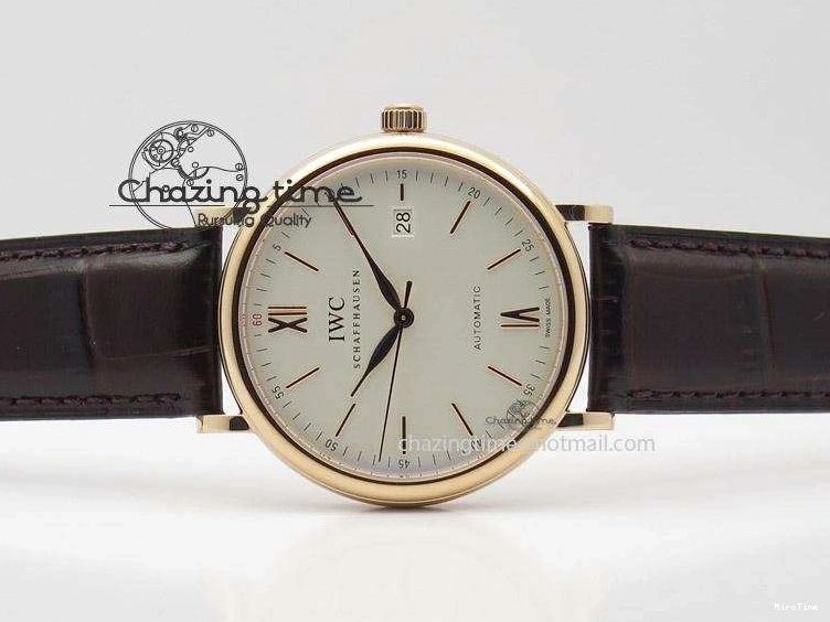 MIROTIME 1223 Modern Portofino SCHAFFHAUSEN RG MKF 1:1 V2 Best Edition White Dial On Brown Leather Strap A 7344